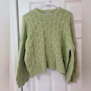 Green Cable Knit Sweater